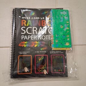 3 Rainbow scratch art book with stencils and stylus for kids
